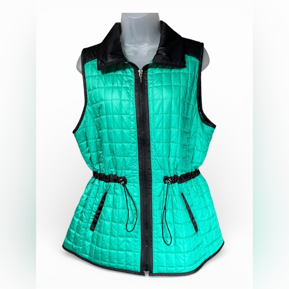 Women's Quilted Vest - Teal and Black